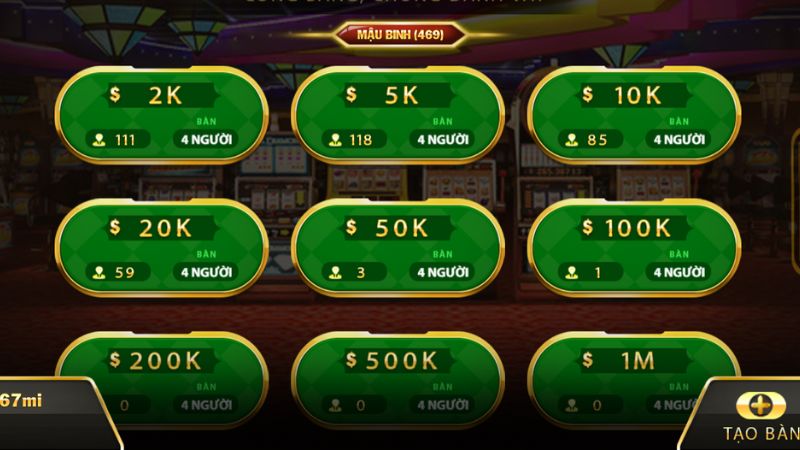 Mậu binh M88 3 Đa dạng các bàn cược trong game mậu binh