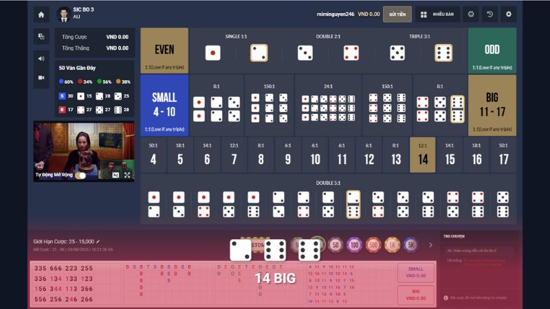 Sicbo Livestream M88 1 Giao diện chơi Sicbo Livetream tại nhà cái M88