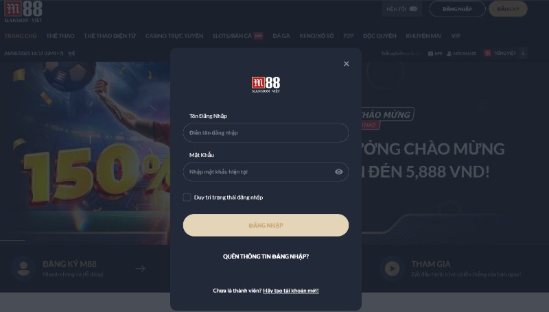 Đăng nhập M88 - 4 bước truy cập siêu tốc trong 30 giây 2 đăng nhập M88