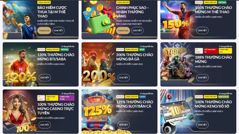 Khuyến mãi M88 - Ngập tràn ưu đãi, tặng tân thủ 5888K 1 Khuyến mãi M88