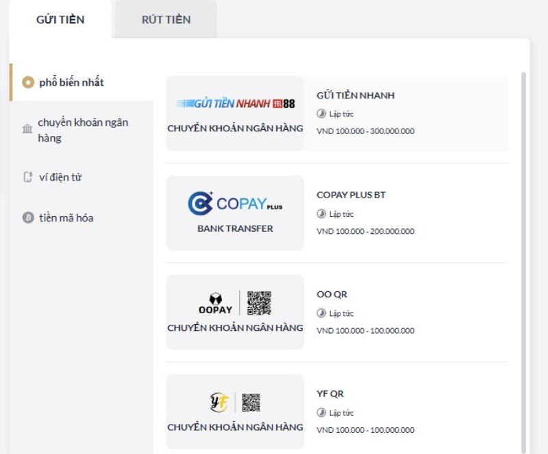 Nạp tiền M88 - 4 kênh nạp tiền an toàn 100% 2 Nạp tiền M88