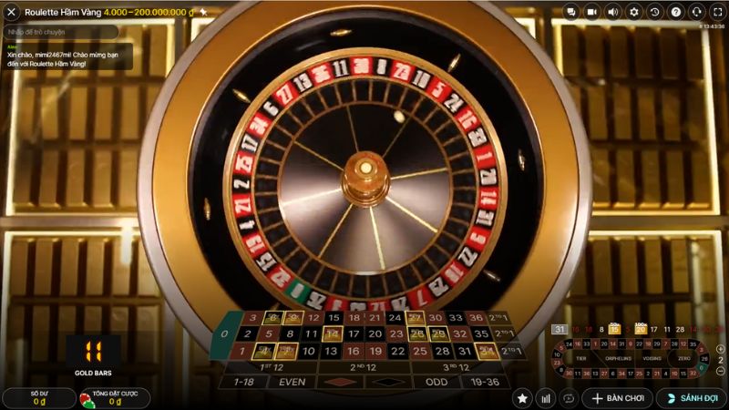 Roulette Hầm Vàng M88 1 Bàn cược Roulette Hầm Vàng Livestream
